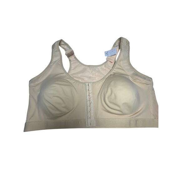 Beige Front Closure Bra 4XL | Wireless‎ Comfort Support | Nylon Spandex - Picture 3 of 11